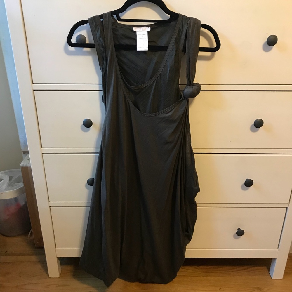 CHLOE - khaki green double layer silk dress - sz S
